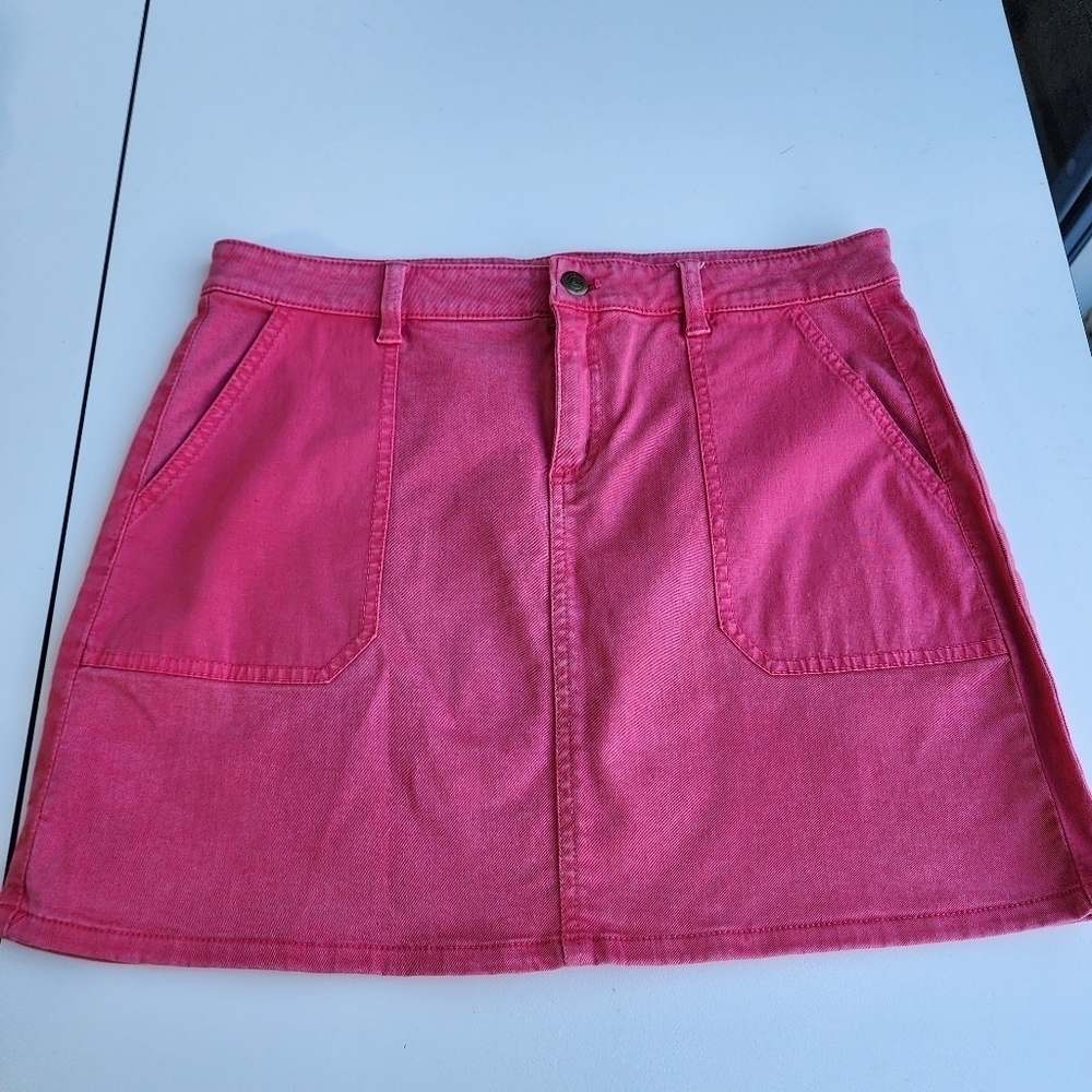 Vineyard Vines Stretch Pink Jean Pockets Zip Closure Short Mini Skirt Womens 10